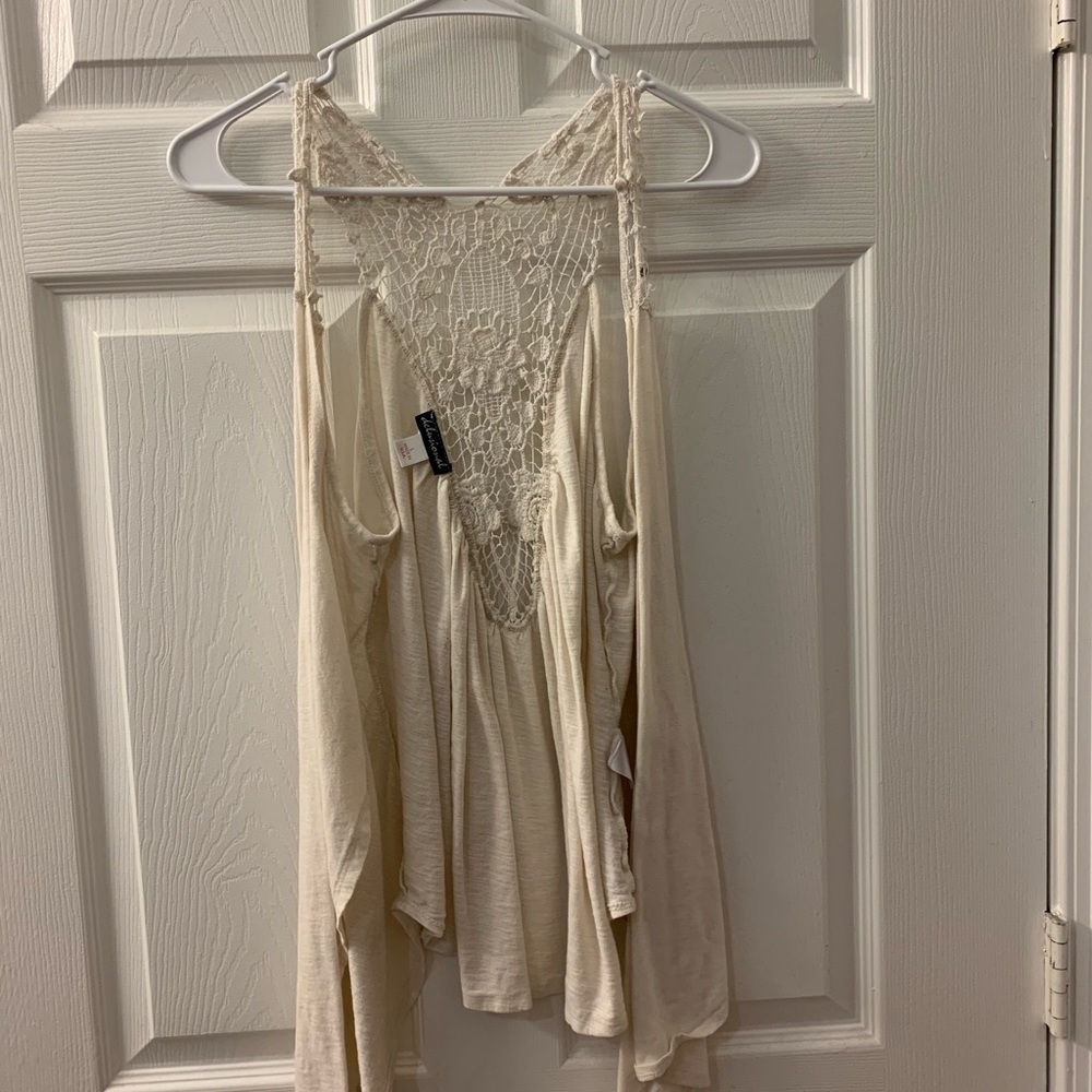 Lace back cardigan tank top